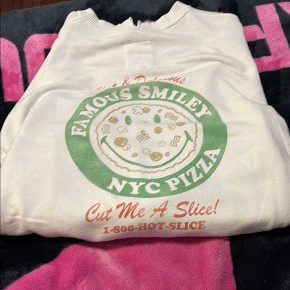 Famous Smiley Pizza White Sweatshirt - Picture 2 of 3